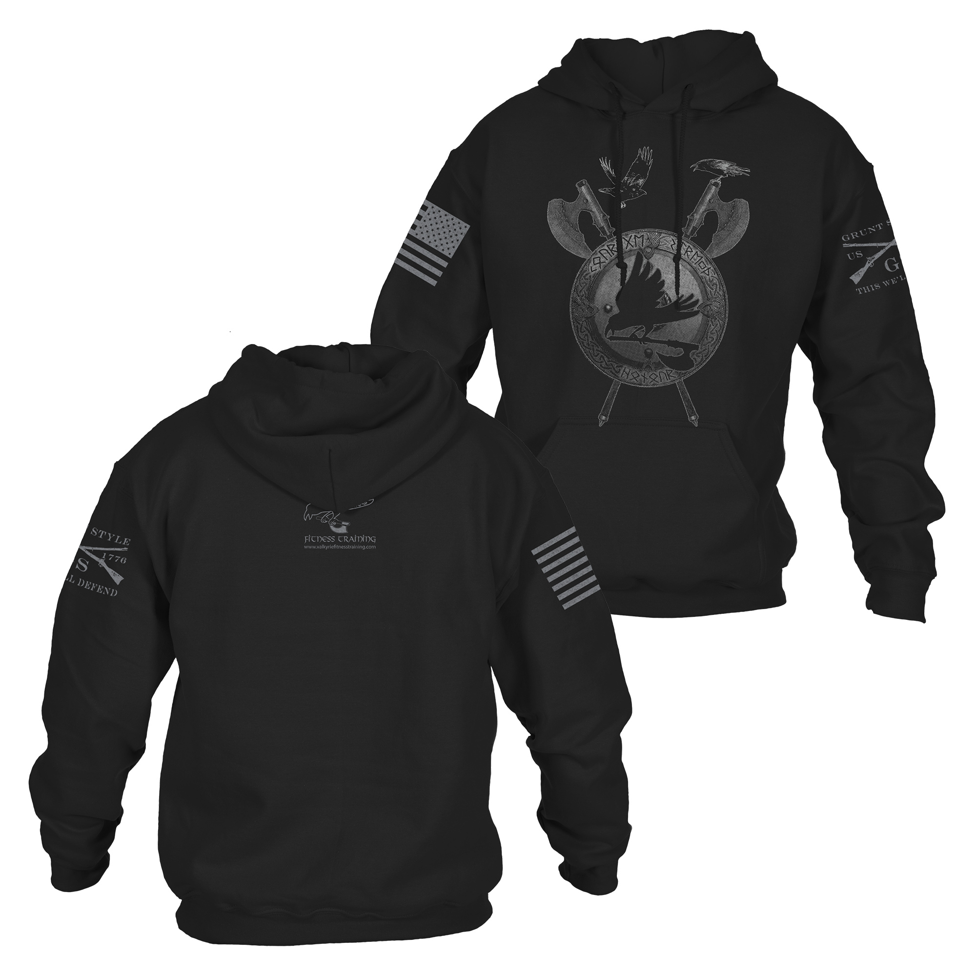 Gruntstyle hoodie – Valkyrie Fitness Training – Black