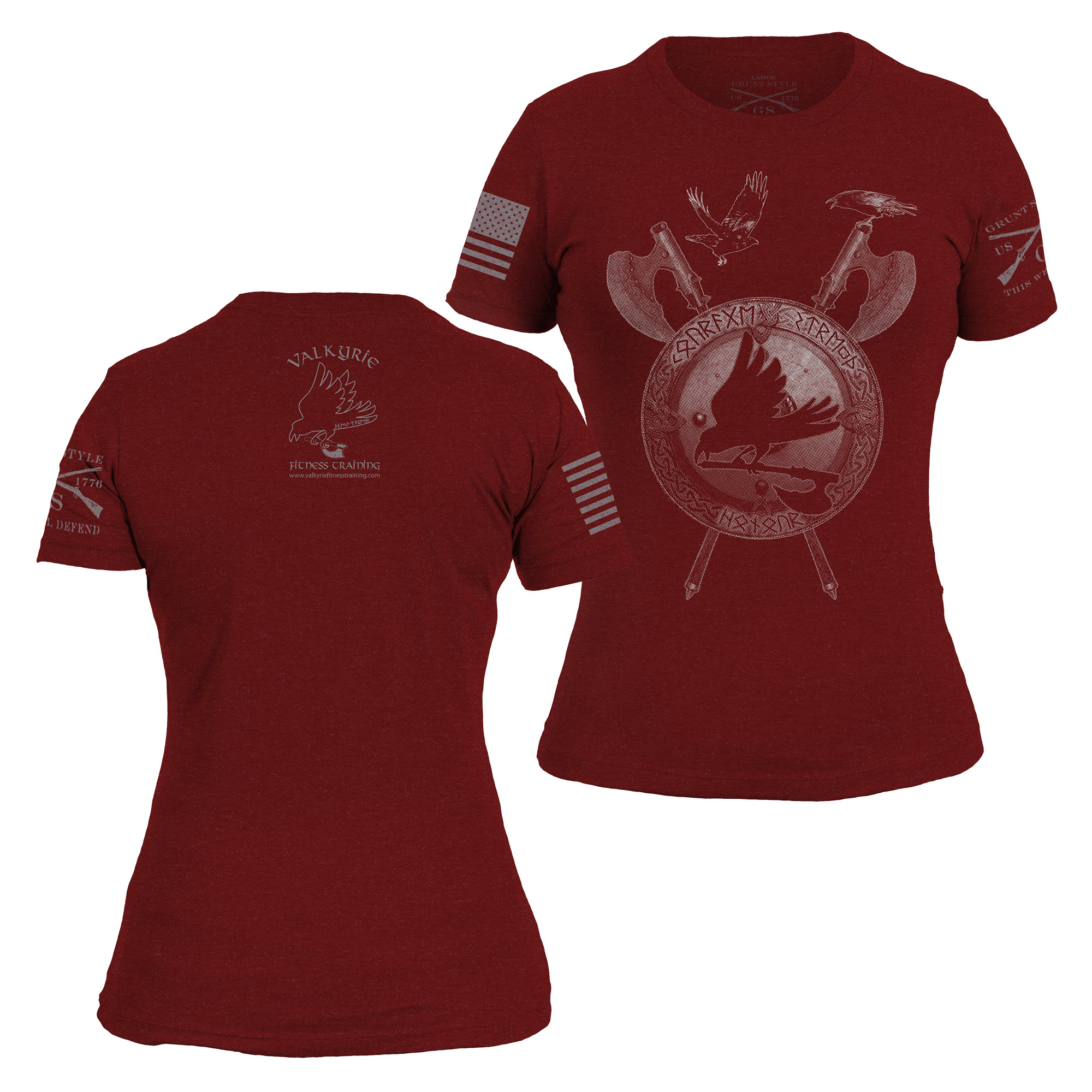 Gruntstyle t-shirt – Valkyrie Fitness Training – Red – Women